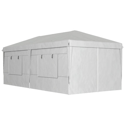 Paviljoen ca. 3x6m, waterafstotend, stabiel, winterbestendig pop-up vouwpaviljoen, UV-bescherming 50+, opvouwbare partytent, tuintent met 6 zijpanelen, zaktuinpaviljoen voor op de camping, tuin, lichtgrijs