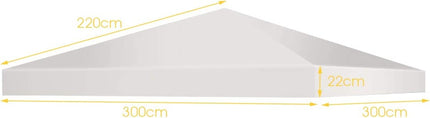 Pavillon Ersatzdach Sonnenschutzplane mit Klettverschlüssen 300 x 300 cm beige