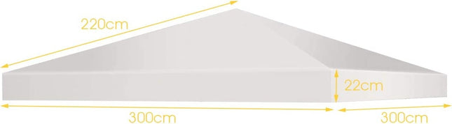 Pavillon Ersatzdach Sonnenschutzplane mit Klettverschlüssen 300 x 300 cm beige