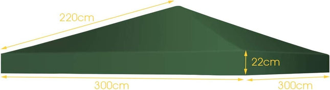 Pavillon Ersatzdach Sonnenschutzplane mit Klettverschlüssen 300 x 300 cm dunkelgrün
