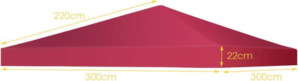 Pavillon Ersatzdach Sonnenschutzplane mit Klettverschlüssen 300 x 300 cm Wein