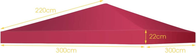 Pavillon Ersatzdach Sonnenschutzplane mit Klettverschlüssen 300 x 300 cm Wein