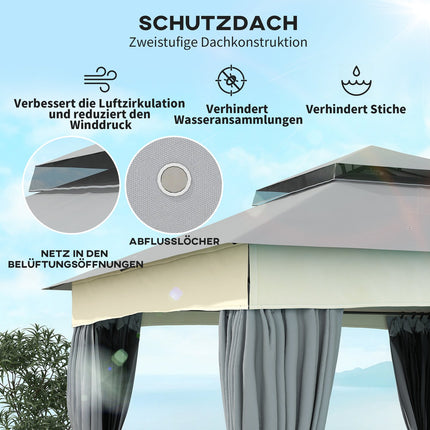 Dunkelgraues 3x3m Metall-Pavillon - Wasserabweisend, stabil