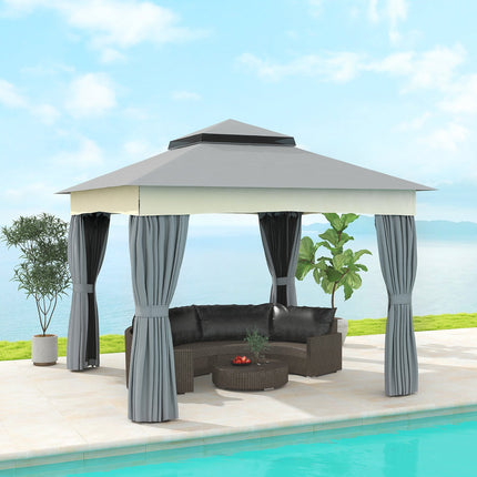 Dunkelgraues 3x3m Metall-Pavillon - Wasserabweisend, stabil