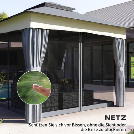 Dunkelgraues 3x3m Metall-Pavillon - Wasserabweisend, stabil