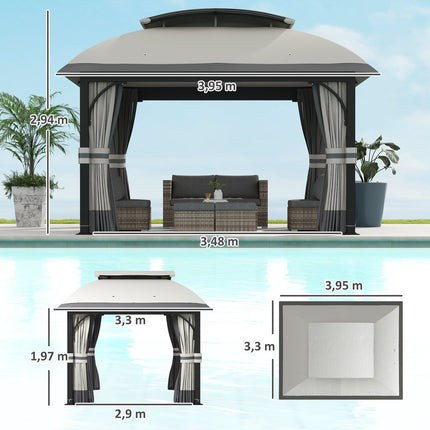Pavillon mit Doppeldach, wasserabweisend, 4x3,3 m