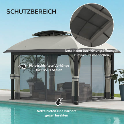 Pavillon mit Doppeldach, wasserabweisend, 4x3,3 m