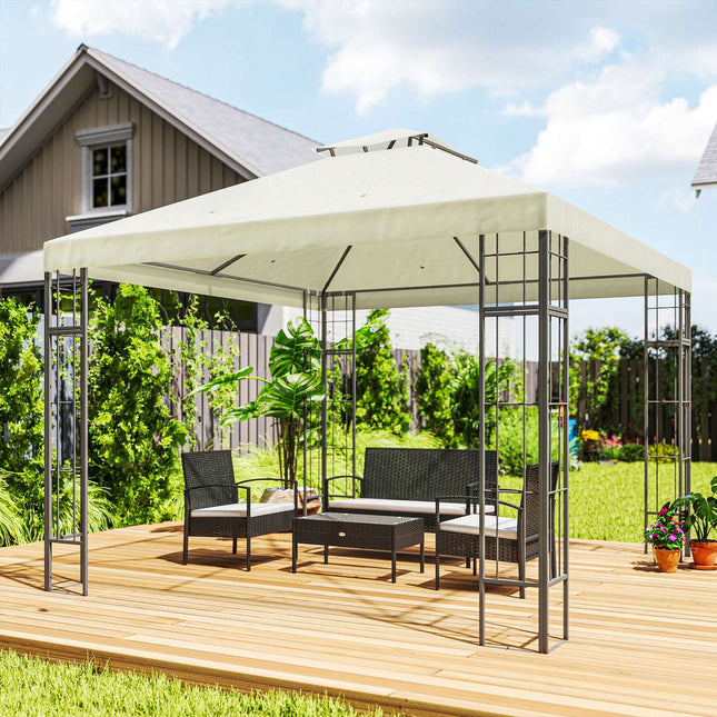 Cremeweißer 3x3m Metallpavillon – UV- und wasserbeständig