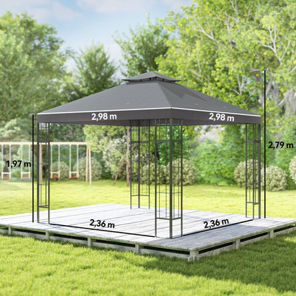 Wasserabweisender 3x3m Pavillon, UV-Schutz, dunkelgrau