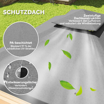 Wasserabweisender 3x3m Pavillon, UV-Schutz, dunkelgrau