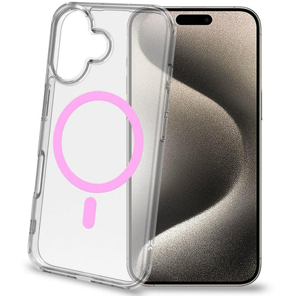 Gelskin mag Magnetische Hülle MagSafe iPhone 16 Transparent + Pink