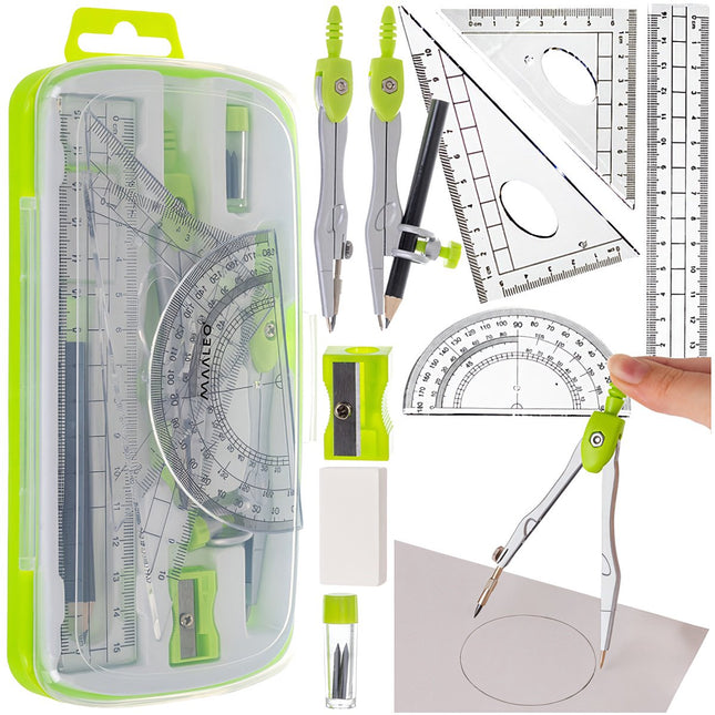 Geometrie-Set, 10-teilig, Lineal & Zirkel
