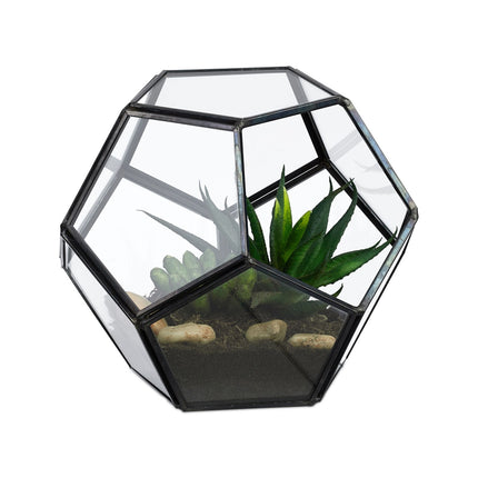 Geometric Glass Terrarium – Open Design for Indoor Plants