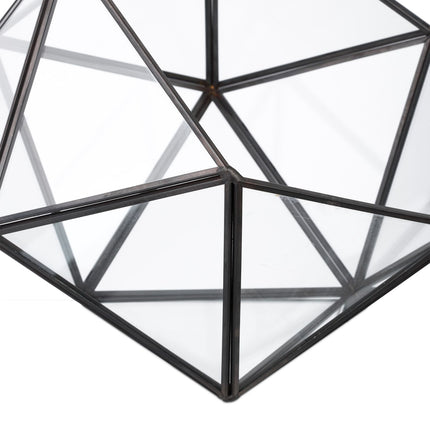 Geometrické skleněné terárium pro kaktusy a sukulenty