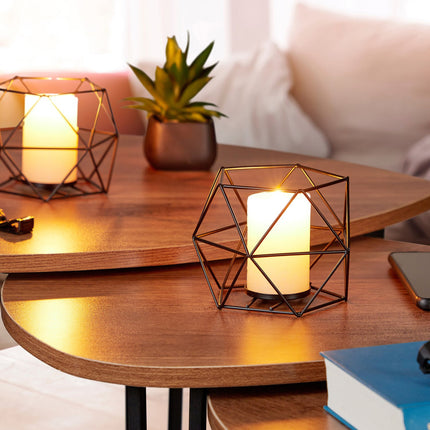 Geometric Metal Tealight Candle Holders, Set of 2