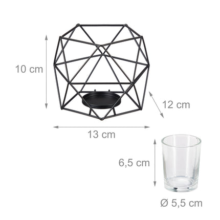 Geometric Metal Tealight Candle Holders, Set of 2