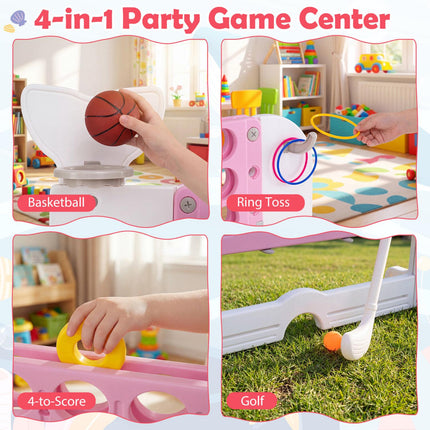 Giant 4-in-1 Connect Game Set with Ring Toss, Adjustable Height