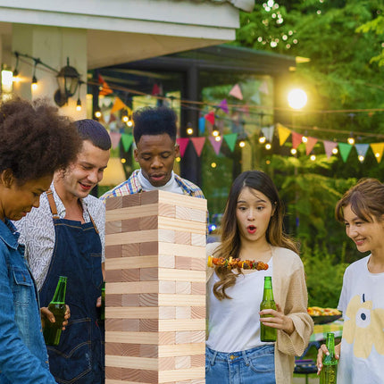 Giant Tumbling Tower Blocks Game, 60 Pine Wood Blocks