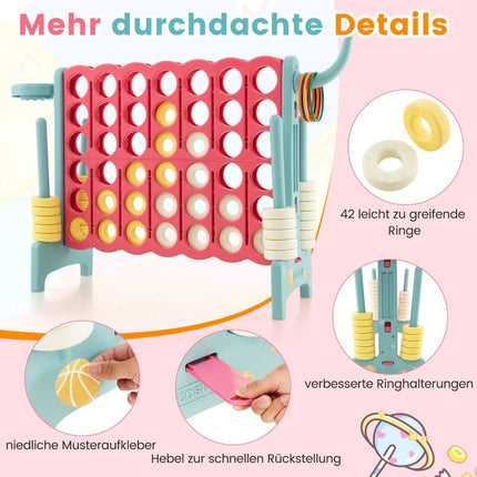 Riesen Match 4 Spiel erweitertes Match 4 Spielset mit Basketballkorb und Wurfring Hellblau