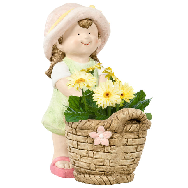 Gartenfigur – Mädchen mit Blumentopf, wetterfeste Skulptur