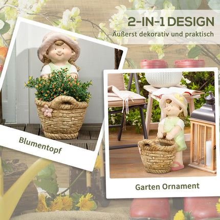 Gartenfigur – Mädchen mit Blumentopf, wetterfeste Skulptur
