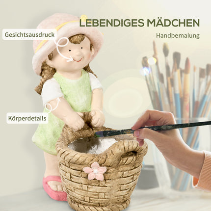 Gartenfigur – Mädchen mit Blumentopf, wetterfeste Skulptur