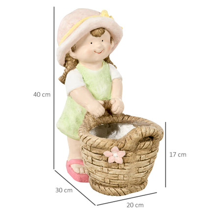 Gartenfigur – Mädchen mit Blumentopf, wetterfeste Skulptur