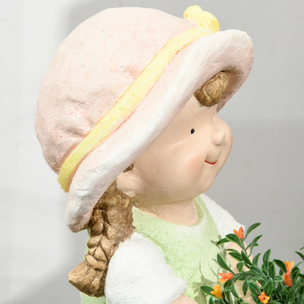 Gartenfigur – Mädchen mit Blumentopf, wetterfeste Skulptur