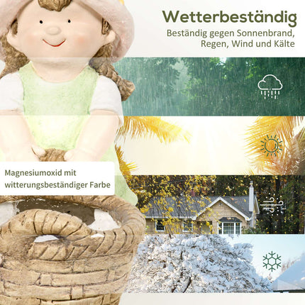 Gartenfigur – Mädchen mit Blumentopf, wetterfeste Skulptur