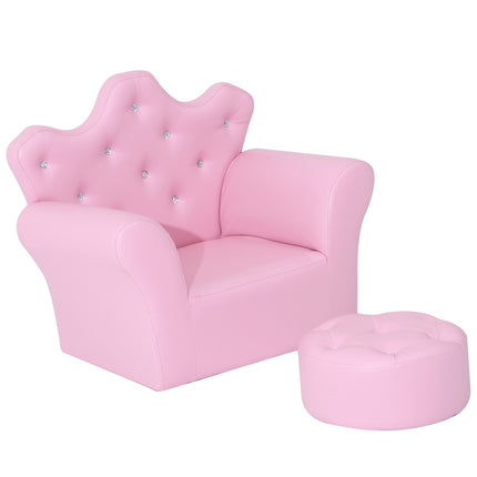 Měkké křeslo pro dívky s krystalovými knoflíky – od 3 let, růžová