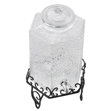 Glass Beverage Dispenser 10L With Stand, Steel Spigot