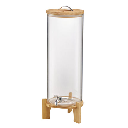 Glass Beverage Dispenser 13L, Wood Stand, Steel Spigot