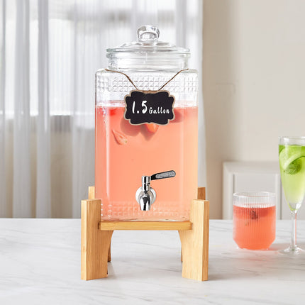 Glass Beverage Dispenser 1.5 Gal With Stand, Spigot