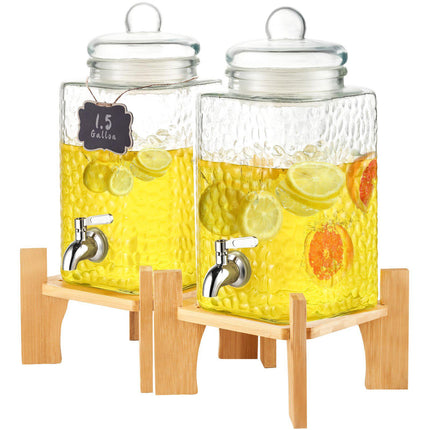 Glass Beverage Dispenser 1.5 Gallon, Stand, Steel Spigot