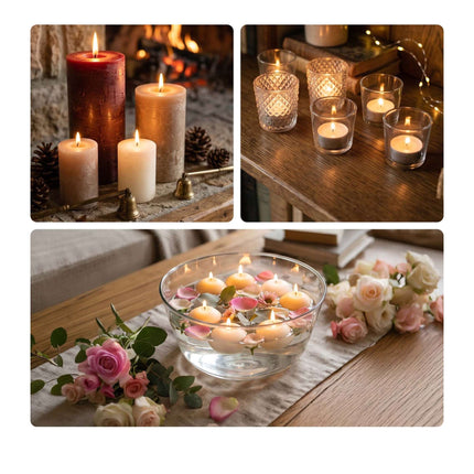 Glass Candle Holders Set, 3 Sizes, Transparent