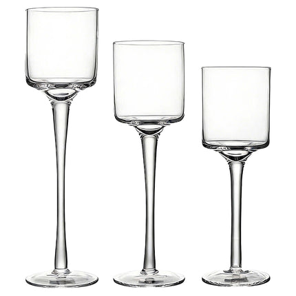 Glass Candle Holders Set, 3 Sizes, Transparent