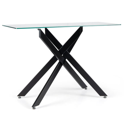 Glass Console Table, Tempered Glass Top, Metal Legs