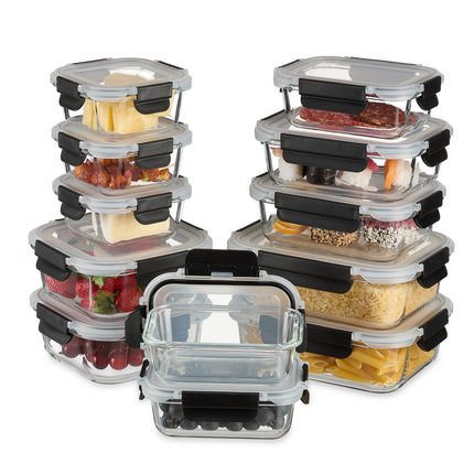Glass Food Storage Containers with Lids, Set of 12