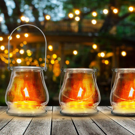 Glass Lanterns Set, 12 Round Silver/Gold Candle Holders
