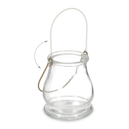 Glass Lanterns Set, 12 Round Silver/Gold Candle Holders