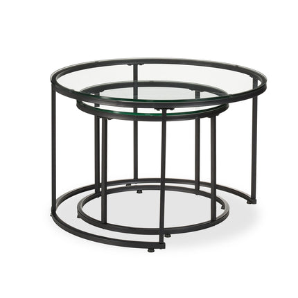 Set van 2 bijzettafels van glas en metaal - Woonkamer