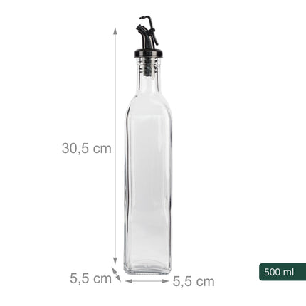 Glas-Ölflaschen-Set mit Bambushalter – 4 Stück