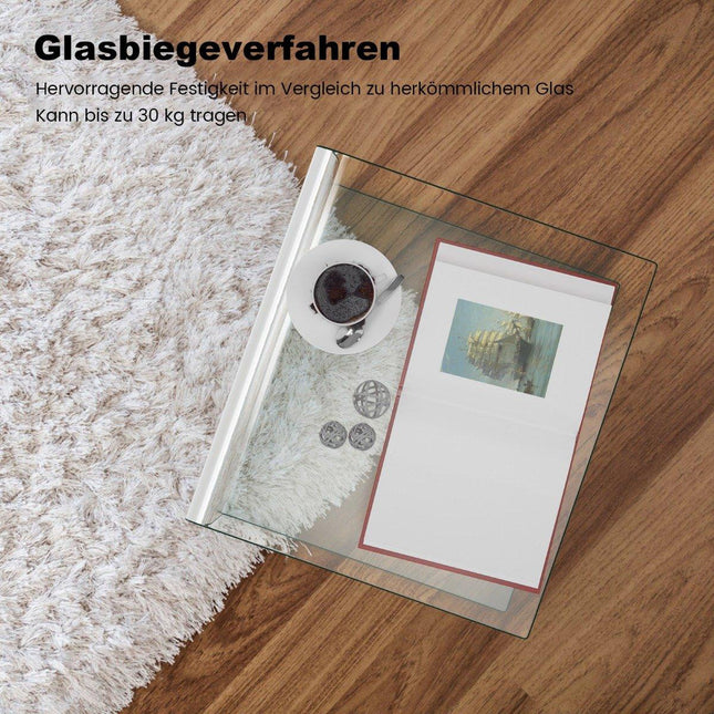 Glas-Beistelltisch – U-förmig, gehärtet, 45x45x41 cm