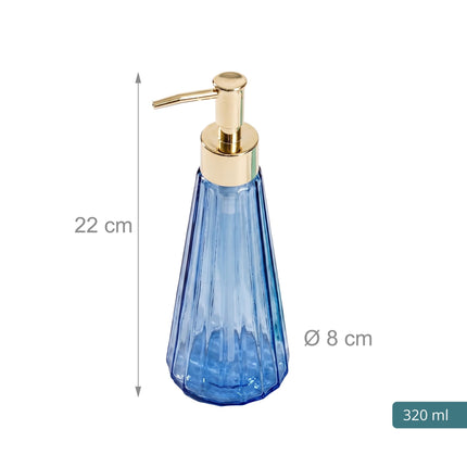 Glass Soap Dispensers Set of 2, 320 ml, Gold Pumps