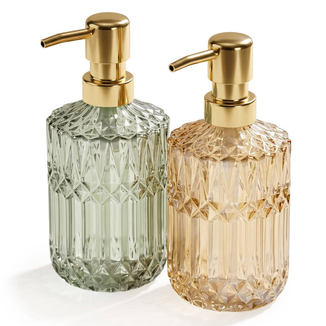 Glass Soap Dispensers, 2er-Set, 400 ml, Nachfüllbar