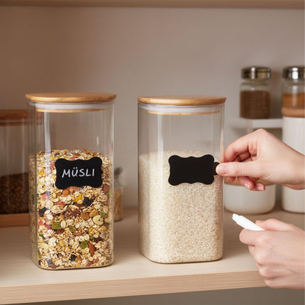 Vorratsgläser, Bambusdeckel, 1500ml, 3er-Set