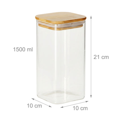 Vorratsgläser, Bambusdeckel, 1500ml, 3er-Set