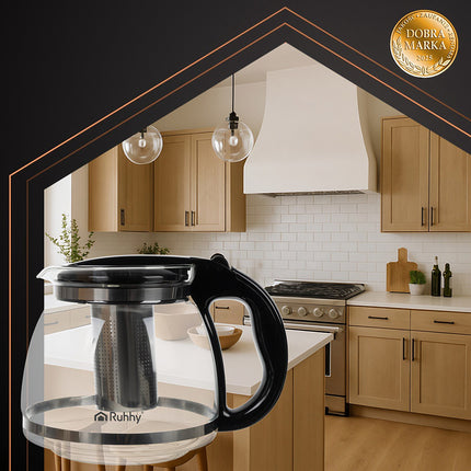 Glass Teapot with Infuser, 2L Capacity