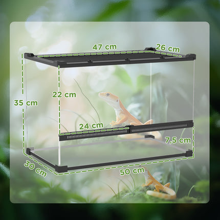 Glas-Terrarium für Reptilien, wasserdichte Basis, Schloss