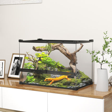 Glas-Terrarium für Reptilien, wasserdichte Basis, Schloss